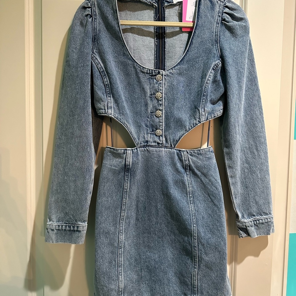 Amanda Uprichard Alabama Mini Dress in Caspian Denim Blue Size S